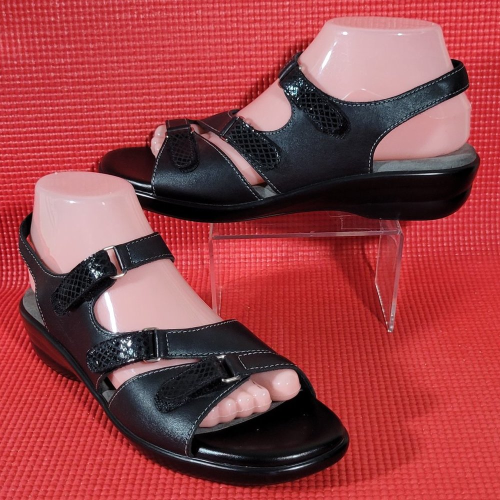 SAS Black and Gray Comfort Sandals with Adjustable Straps
